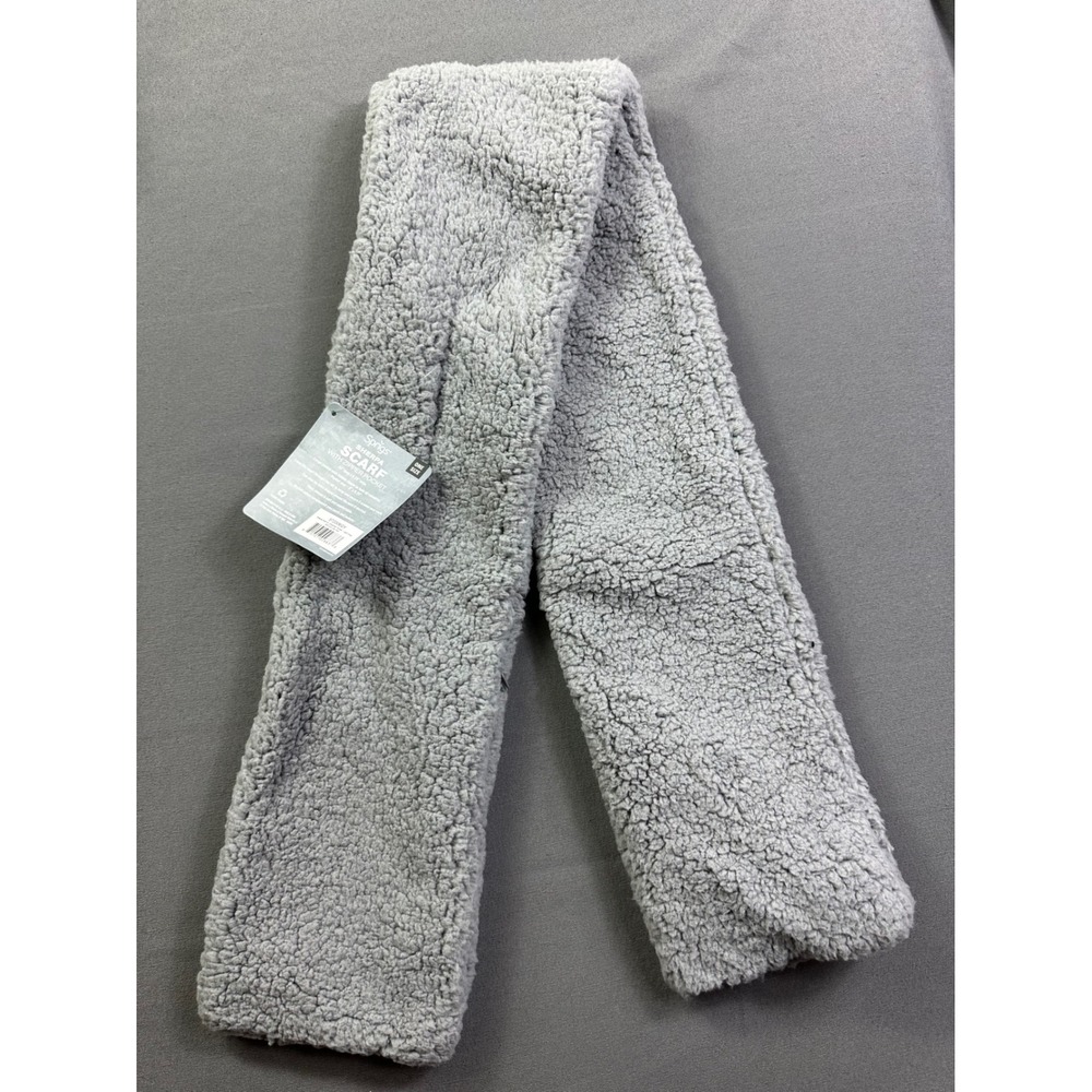 Sprigs Sherpa Scarf with Zipper Pocket Light Gray 52x6.25 One Size 572006GY